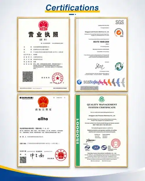 Business and quality certification documents